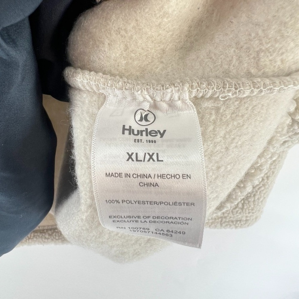 Hurley Sherpa Fleece Hoodie Mens XL Blue Cream Colorblock 1/4 Zip Anorak NEW - Picture 8 of 10